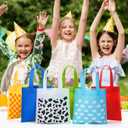 Locmeo 48 Pcs Cartoon Party Favor Bags Cartoon Birthday Party Decorations Blue Sky White Clouds and Cow Print Candy Gift Treat Goodie Bags for Baby Shower Bachelorette Supplies Decoration