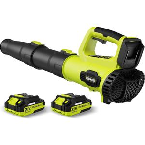 LEAPUL Leaf Blower Cordless, 21V Electric Leaf Blower with 22.0Ah Batteries & 1 Fast Charger, Lightweight Battery Powered Blower for Lawn Care, Patio Cleaning (Bright Green)