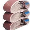 318 Inch Belt Sander Sanding Belt, 21 Pack Belt Sander Paper 40/60/80/120/180/240/400 Grits Assortment Aluminum Oxide Sanding Belts for Belt Sander Knife Sharpening Wood Metal Polishing