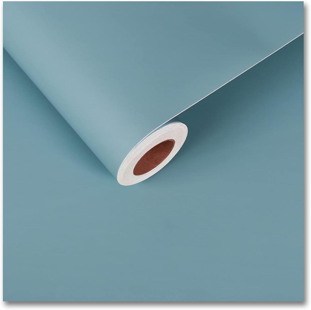 CRE8TIVE Thickened Ocean Blue Wallpaper Peel and Stick 24"x118" Self Adhesive Removable Light Blue Contact Paper Waterproof Decorative Vinyl Film for Bedroom Bathroom Countertops Cabinets Drawer Walls