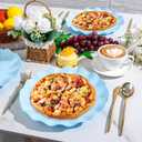 LIYH 20 Pcs 10 Inch Light Blue Plastic Plates Reusable - Unbreakable Scalloped Dinner Plates for Baby Shower Party Outdoor Picnics Dishwasher Safe BPA Free