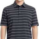 M MAELREG Boys Polo Shirt Short Sleeve Performance Moisture Wicking Dry fit Casual Striped Golf Shirts for Boys (18 Years, Dark Grey Stripe)