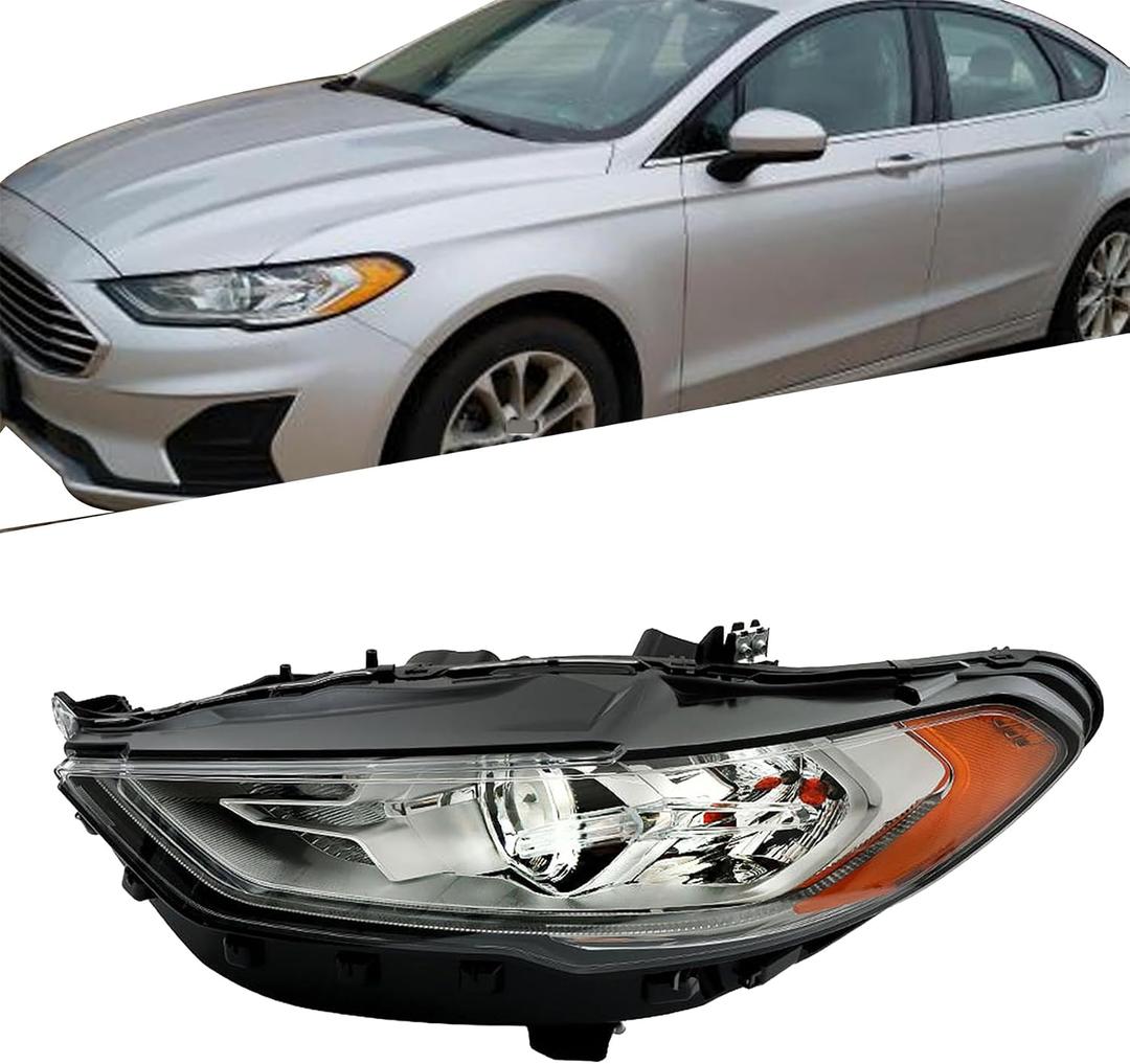 Silscvtt Headlights Front Head Lamps Replacement for Fusion 2017-2019 Halogen DRL Projector Headlights Left Side (Driver Side)