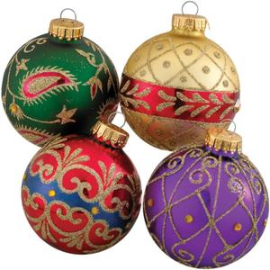 Kurt Adler Imperial Design Ball Ornament, 65mm, Set of 4