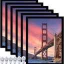 6 Sets 17x22 Picture Frame, Frames for 17 x 22 Canvas Collage Photo Poster Certificate Wall Gallery, High Transparent Horizontal Vertical Black 17 by 22 Inches