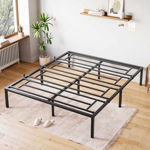 10 Inch Full Size Bed Frame,1000Lbs Heavy Duty Metal Platform with Mattress Slide Stopper,Steel Slat Support No Box Spring Needed,Noise Free,Non Slip Design,Includes Underbed Storage Space Black