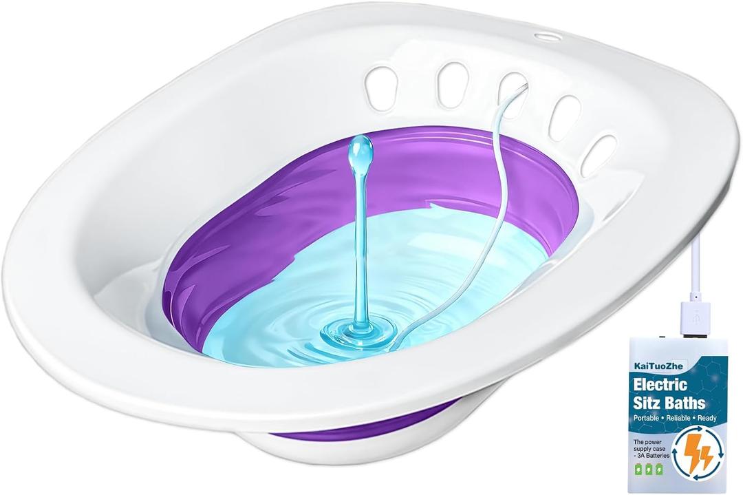Electric Sitz Bath for Toilet Seat - Yoni Steam Seat -Portable Sitz Bath Tub for Hemorrhoids and Postpartum Care - Wide Seat - Deeper Bowl - Purple