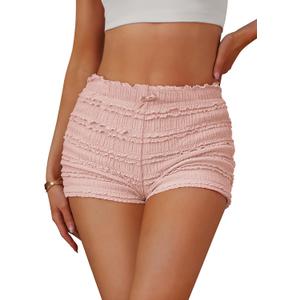 FOMELY Ruffle Shorts Lace Bloomer Shorts with Bow Summer Mini Sexy Bloomers for Women (S)