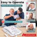 Corded Landline Phones for Seniors - Memory Phone for Dementia/Alzheimers, 9 Big Picture Buttons & One-Click Dialing - Hands-Free Calling, 110dB Loud Ringer - for Visual Hearing & Memory Impairments