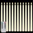 12 Pcs Flickering Flameless LED Taper Candles, 11" Long Fake Taper Candles Battery Operated with Remote Timer, Ivory Plastic Electric Candlesticks for Wedding Party Christmas Holiday