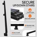 RECTOO 2FT Square Stair Railing Indoor, Black Wall Mount Handrail for Staircase, 440lbs Load Capacity Non-Slip Metal Handrail, Heavy-Duty Carbon Steel Grab Bar for Steps and Porch