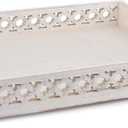 EDHAS Serving Trays Mango Wood Tray with Handles Serving Tray for Breakfast in Bed, Tea, Coffee with Cutout Handles (White) (14" x 11" x 2")