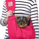TOMKAS Dog Sling Carrier for Small Dogs Puppy Carrier for Small Dogs (Rose red, Adjustable Strap for 3-10 lbs & Zipper Pocket)