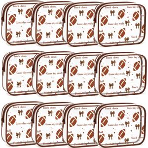 30 Pcs Clear Football Makeup Bags Bulk - Waterproof PVC Portable Cosmetic Bags for Kids Birthday Party Favors, Women Team Gifts & Cheer Gifts (7.09x4.72x2.36 Inch)