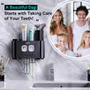 Toothbrush Holder,Multi-Functional Wall Mounted Toothbrush Holder,Toothpaste Dispenser for Bathroom with 2 Toothpaste Squeezers,5 Toothbrush Slots and 4 Cups(Black)