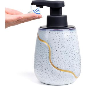 BosilunLife Automatic Soap Dispenser Bathroom - Liquid Hand Free Dispenser Smart Electric Ceramic Lotion Soap Dispenser Touchless with Waterproof Pump Rechargeable for Dish Soap, 17oz, Speckled Blue