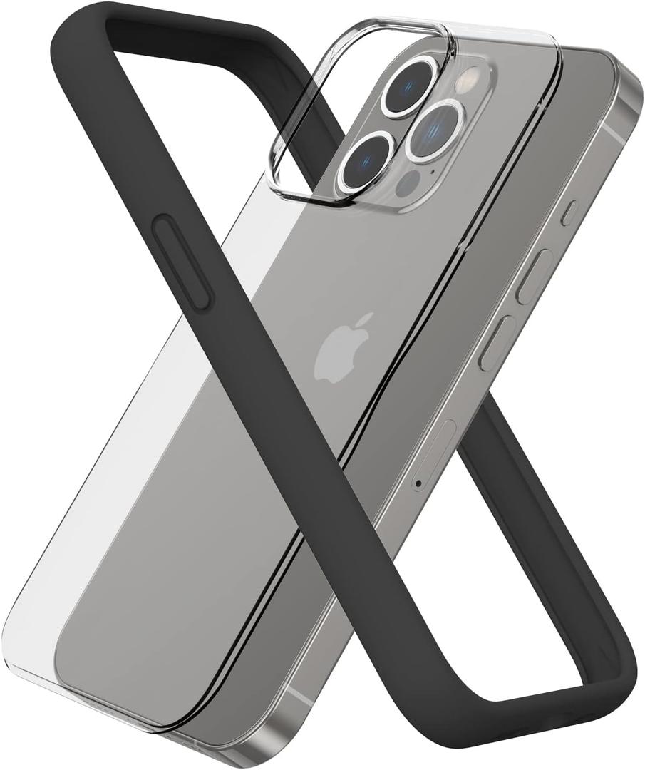 Compatible with iPhone 13 Pro Max Bumper Case 6.7 inch, [Raised Edge Protection][Anti-Silp][Anti-Fingerprint] Soft Slim Protective Frame Bumper Cover Case Come with Hard PC Backplate(Black)
