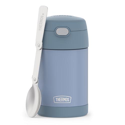 THERMOS FUNTAINER Insulated Food Jar, 16 Ounce, Kid Friendly Food Jar with Foldable Spoon,  Blue