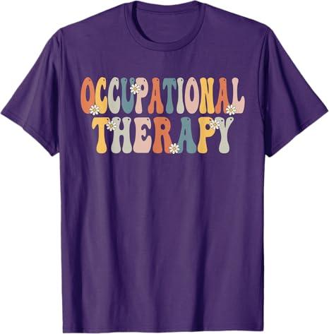 Occupational Therapy -OT Therapist OT Month Groovy Retro T-Shirt Purple 3XL