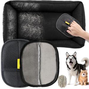 2 x BABORUI Pet Hair Removal Glove - 2 Pack Pet Hair Remover Glove, Electrostatic Gloves Pet Hair Lint Rolls into Strips, Dog and Cat Hair Remover Tool for Furniture, Car, Couch, Carpet, Clothes