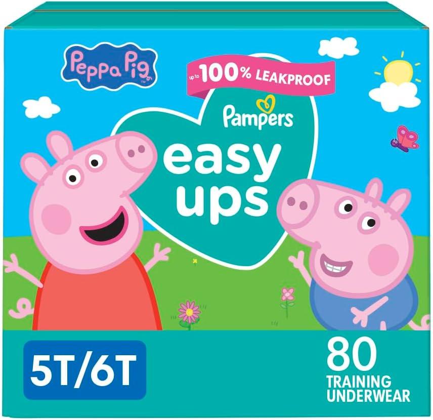 Pampers Training Pants - Easy Ups Girls & Boys - Size 5T-6T, 80 Count, Peppa Pig Potty Underwear