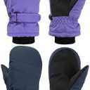 SATINIOR Kids Snow Mittens Waterproof Winter Ski Gloves Warm Thicken Snow Gloves for Girls Boys 3-5 Y
