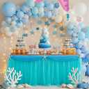 Flutesan 2 Pcs 9 ft Mermaid Tutu Table Skirt Tables Cloth Set Mermaid Tablecloth Table Decoration Ocean Theme Party Decorations for Under The Sea Baby Birthday Wedding Baby Shower