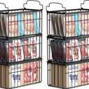 Freezer Organizer Bins, 6 Pack Stackable Deep Chest Freezer Organizer Bins, Foldable Baskets with Handles, Black Storage Container Baskets for 5/ 7 Cu.FT Deep Freezer Sort Frozen Meats