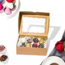 25PCS 8x6x2.5 Inch Brown Bakery Boxes with Window, Pastry Box for Chocolate Strawberries, Macarons, Truffles, Perfect for Thanksgiving Day, Mother's Day, Christmas Party Favors & Holiday