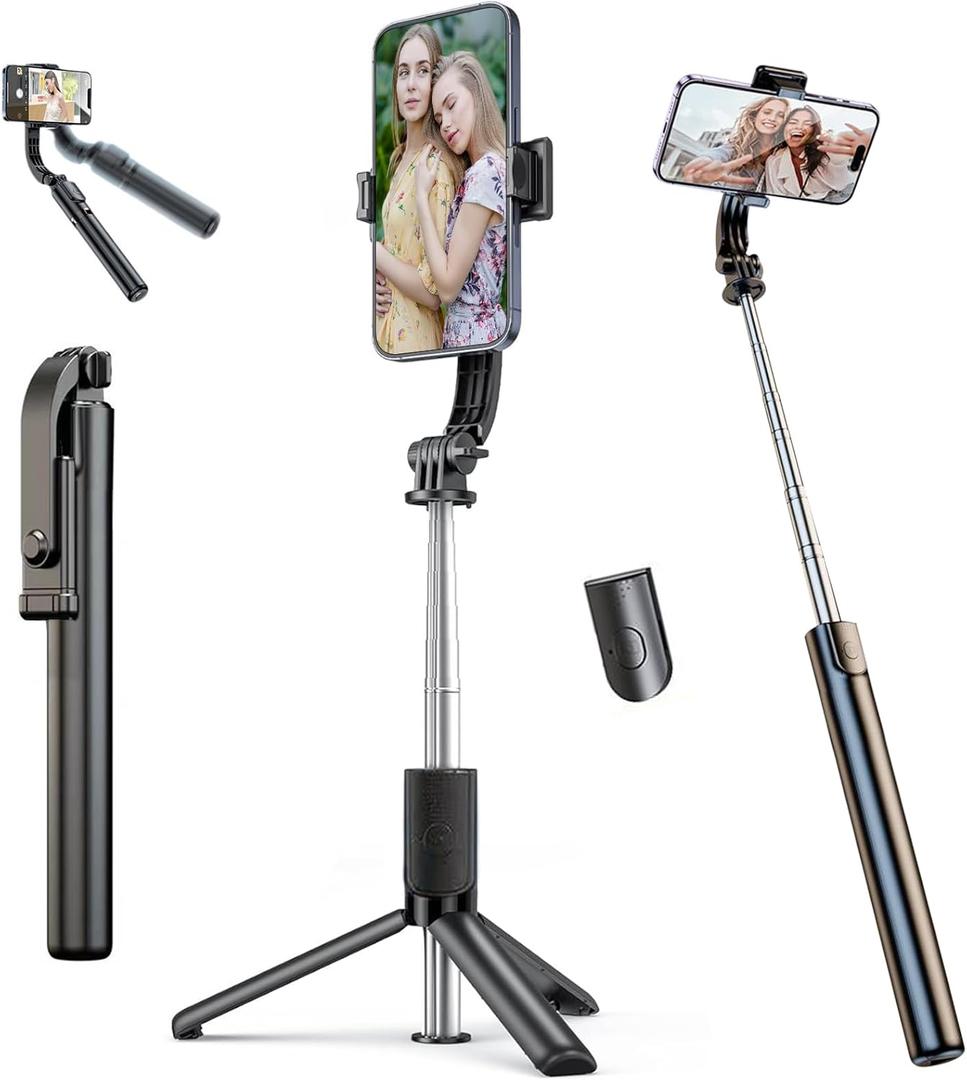 Selfie Stick & Cell Phone Tripods, Extendable Selfie Stick Tripod with Wireless Remote, Portable, Lightweight, 360 Rotatable Tripod Stand for Video Recording Vlog Compatible with iPhone Samsung (1m Black)