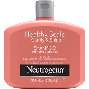 Neutrogena Exfoliating Healthy Scalp Clarify & Shine Shampoo + Conditioner for Oily Hair and Scalp, Anti-Residue Shampoo with Pink Grapefruit, pH-Balanced, Paraben & Phthalate-Free, 354 ml