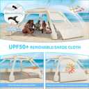 Beach Cabana with 6-Corner, 8'×8' UPF50+ Beach Canopy, Adjustable Height Beach Tent Sun Shelter, Cool Cabana Beach Tent with Removable Side Wall, Beach Shade for Garden, Camping (Beige)