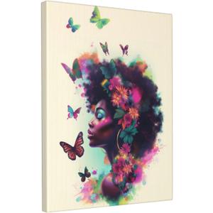 2 x African American Wall Art Black Girl Pink Canvas Prints Black and White Wall Art Modern Fashion Paris Decoration Pictures Painting Framed Artwork Home Decor for Bedroom Bathroom 12x16inch (16L" x 12W", stlye1)