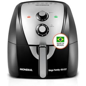 MONDIAL Air Fryer - 8.6 Quart Extra-Large Air Fryer, 2 Simple Dial Controls, 1800 Watts - Quick Heat Circulation Technology, Low Fat Cooking Less Calories - Removable Squared Basket - Black
