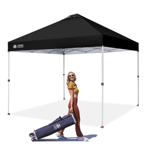 CROWN SHADES 10x10 Pop Up Canopy Tent with One Push Setup Easy Outdoor Sun Shade for Events, Parties, Camping Black