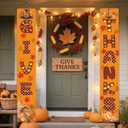 3 x OHOME Thanksgiving Decorations - GIVE THANKS Porch Banner | Fall Decor for Indoor Outdoor Outside - Friendsgiving Party Decorations Autumn Pumpkin Welcome Door Sign for Home Yard Wall (orange)