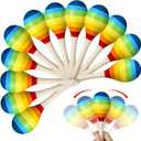 Boao 20 Pcs 7.87 Inch Maracas Wooden Maraca for Adults Fiesta Maracas Design Noisemaker Musical Party Favor for Party Prop Birthday Carnival(Rainbow)