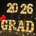 9 LED Marquee Letter Lights Grad 2026 Sign, Grad 2025/6 Light up Letters for graduation decorations, Class of 2026 Lights Decoration for High School Senior College Graduation Party Favor Supplies
