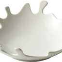 White Decorative Bowl,Modern Bowl for Home Decor,Dia 8'',Irregular Design,Ceramic (Ceramic White)