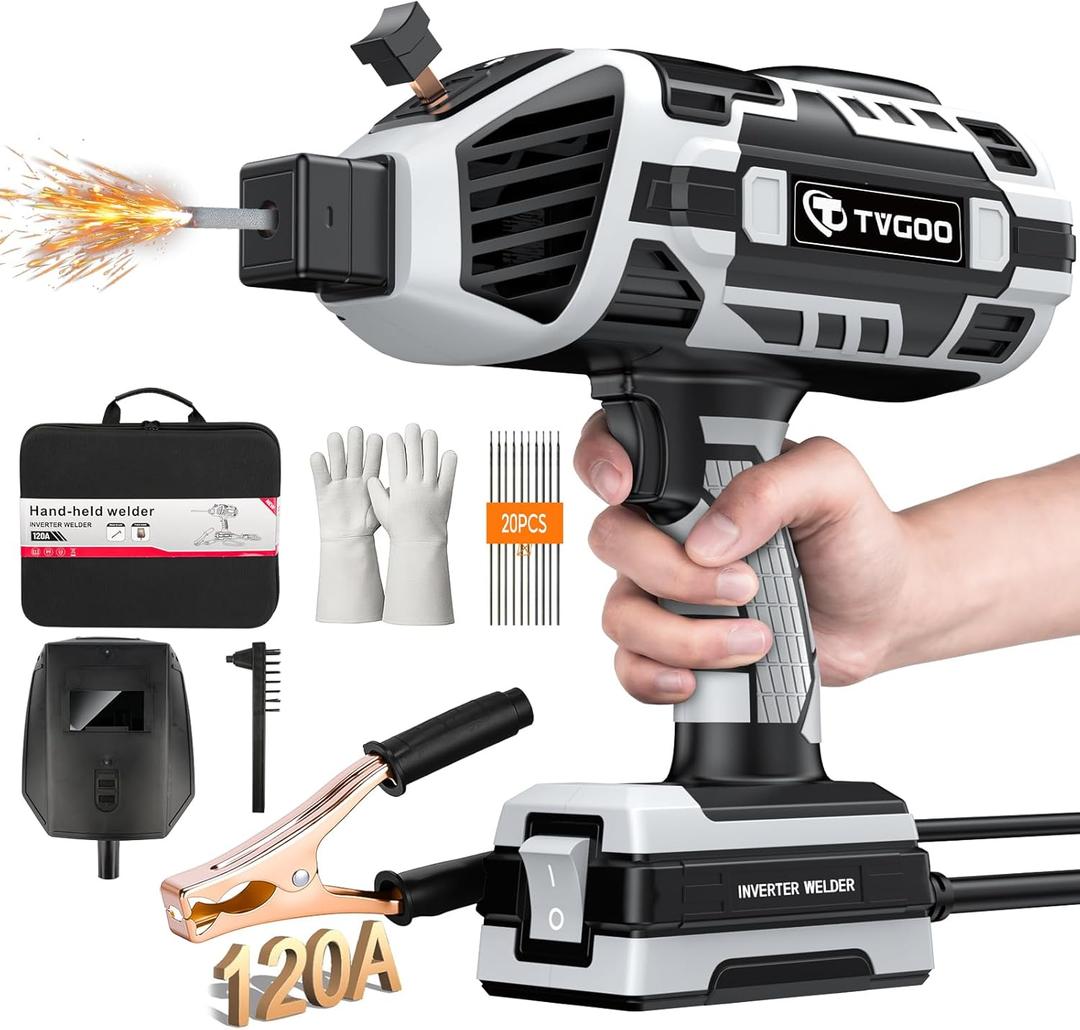 Portable Handheld Welding Machine - 110V IGBT Inverter Handheld Welder, 20-120A Portable ARC Welder, Hot Start & Anti-Stick for 3/32"-1/8" Welding Rods, Father's Day Gift for Men(Grey)