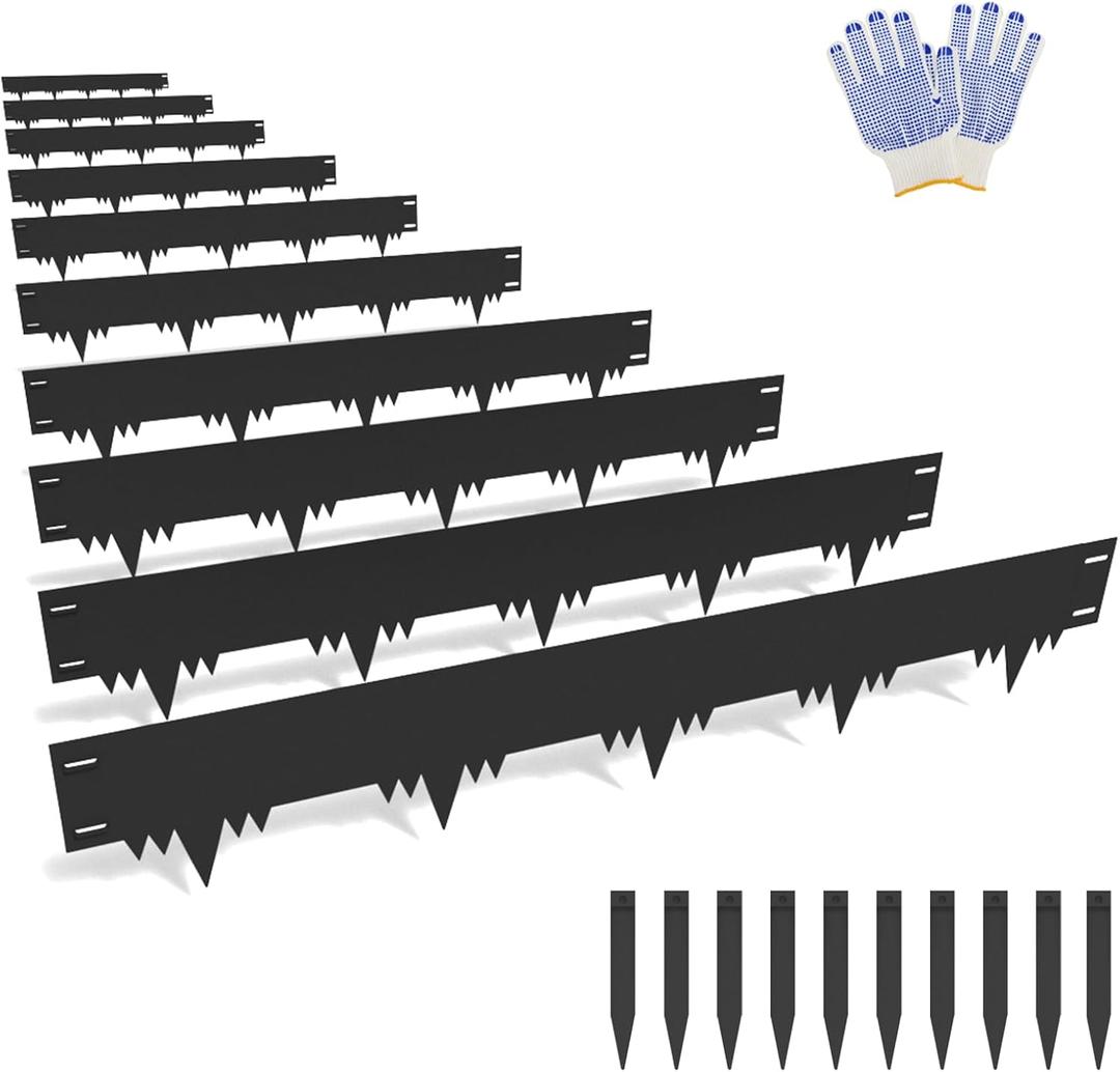Galvanized Steel Landscape Edging Border 10 Packs 42'' L x 6.5'' H, Metal Landscape Garden Edging Border with 10 Stakes, Hammer-in Lawn Edging for Landscaping, Flower Bed, Yard, Pathway (35ft Total)