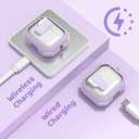 Cases for Cute Airpods 4 Case Cover Women, Clear Airpod 4 Case Lock iPods 4 Cases Hard Protective Air Pods iPods 4th Generation Cas with Bling Keychain for Apple Airpods 4 Gen 2024-Purpl