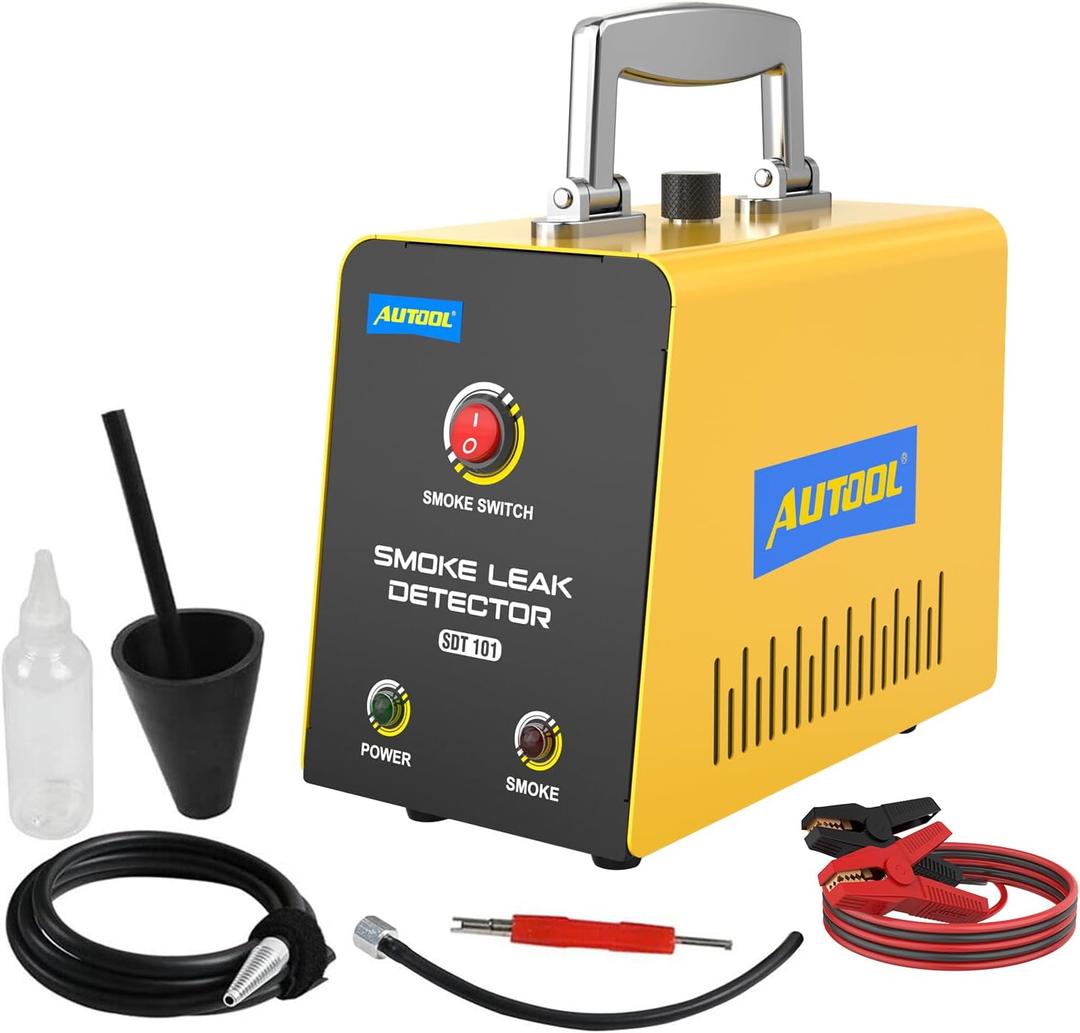 AUTOOL Automotive Smoke Machine Leak Detector,Evap Vacuum Smoke Diagnostic Tester,Pipeline Fuel Leakage Detector Compatible with 12V Cars, Trucks, Motorcycle, ATV, Boats, Snowmobiles