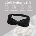 ZLYC Mulberry Silk Headband Elastic Twist Knotted Head Bands for Women's Hair, Solid Black