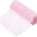 MECCANIXITY 6.3 Inch Wide 5 Yard Lace Ribbon Floral Pattern Pink Lace Trim Ribbon for DIY Crafts, Gift Wrapping Bouquets, Wedding Decor, and Sewing Making