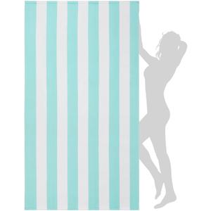 WILFA Extra Large Beach Towel - Oversized Mircofiber Towel 40'' x 70'', XL Striped Lightweight Pool Towel, Big Cabana Swim Travel Towel for Adults Mens Women,Aqua