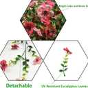 Artificial Hanging Flowers Plants for Outdoor Spring Decoration,2 Pcs Faux Silk Daisy with Eucalyptus Leaves,UV Resistant No Fade Look Real Violet for Outside Home Indoor Decor (Pink+Rose Red)