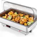 GarveeHome Chafing Dish Electric Buffet Set,9 QT Stainless Steel Food Servers and Warmers with Temperature Control for Wedding and Parties