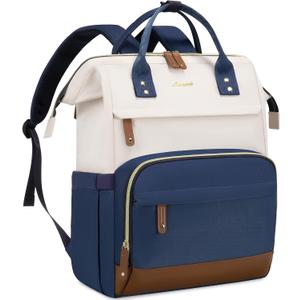 LOVEVOOK Laptop Backpack for Women, 17 Inch Work Business Backpacks Purse With Large Capacity, Waterproof Nurse Bag College Bookbag for School, Waterproof Casual Daypack for Travel (\U200bbeige-blue)
