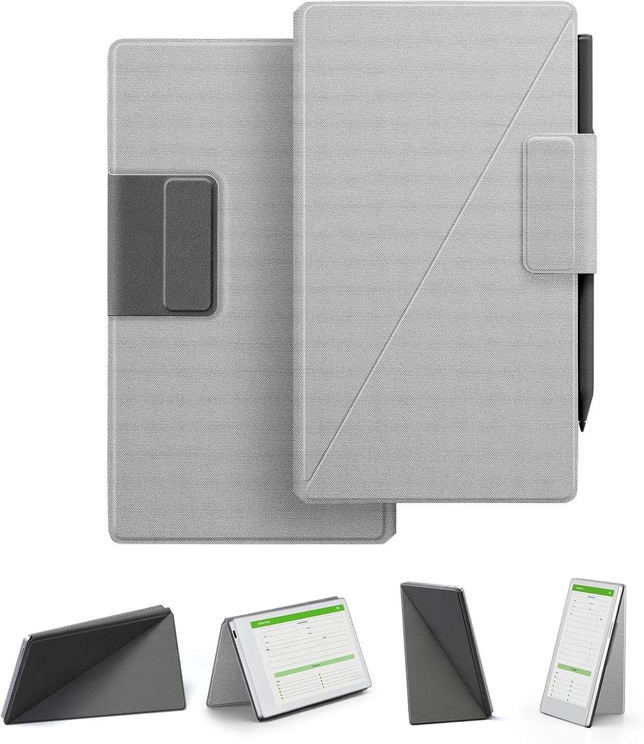 Case for Remarkable Paper Pro Move 7.3" with Multi-Angle Stand, 1:1 Fit Smart Folio Cover with Auto Wake/Sleep | Premium Mosaic Weave Cover | Microfiber Lining | Strong Magnet(Z-Grayish White)